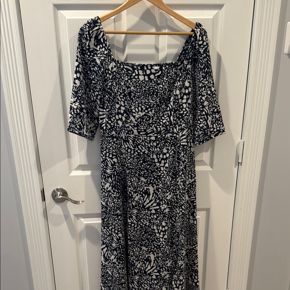 Navy and White Patterned Dress